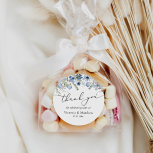 Elegant Thank You Floral Wedding Favours Classic Round Sticker