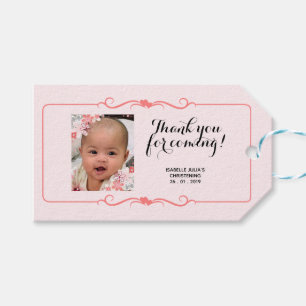 Elegant THANK YOU FOR COMING! Christening Gift Tag