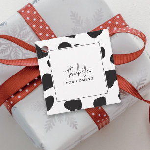 Elegant Thank You For Coming Whimsical Cow Print  Favour Tags