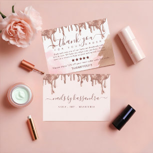 Elegant Thank you for your Order Gold Glitter Drip Card