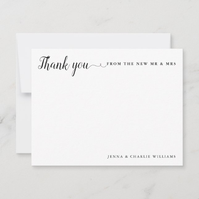 Elegant Thank You From the New Mr and Mrs Wedding Card (Front)