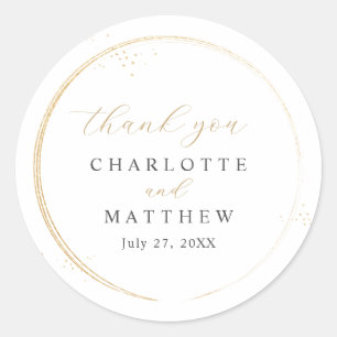 Elegant Thank You Gold Wedding Classic Round Sticker