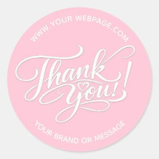Elegant “Thank You” Hand-Lettered Design with Hear Classic Round Sticker