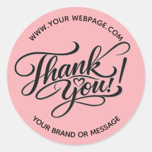 Elegant “Thank You” HandLettered Design with Heart Classic Round Sticker