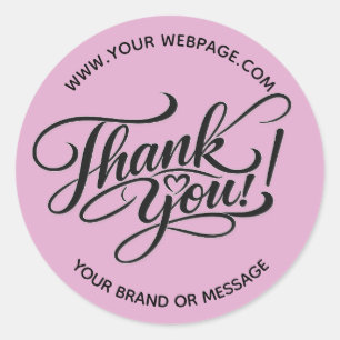 Elegant “Thank You” HandLettered Design with Heart Classic Round Sticker