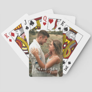 elegant thank you handwriting wedding photo playing cards