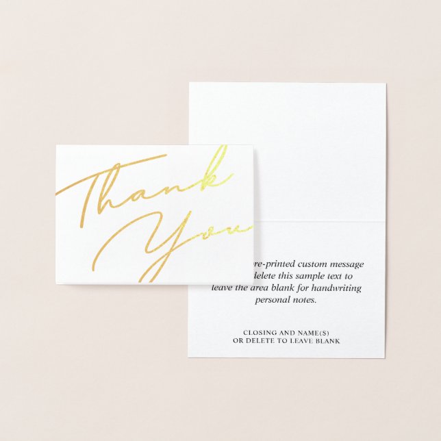 Elegant Thank You Handwritten Script Personalised  Foil Card (Display)