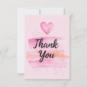 Elegant Thank You Message with Watercolor Heart  Card