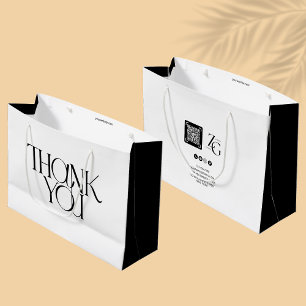Elegant Thank You Modern Business QR Code Large Gift Bag