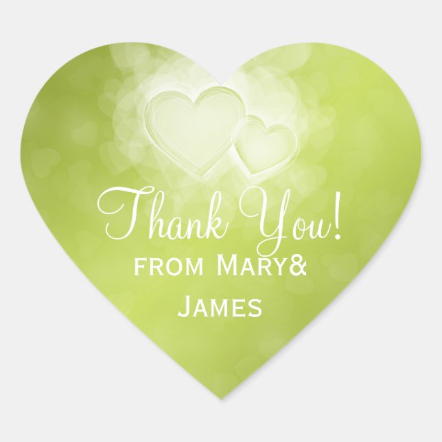 Elegant  Thank you Modern Hearts Green Heart Sticker (Front)