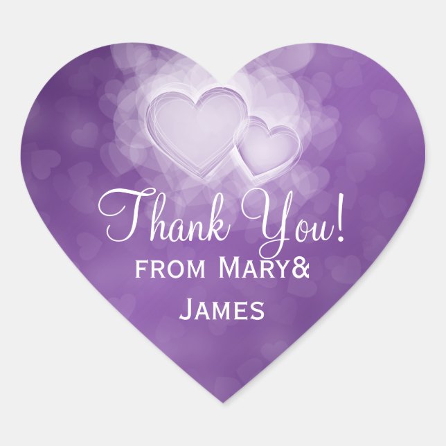 Elegant  Thank you Modern Hearts Purple Heart Sticker (Front)