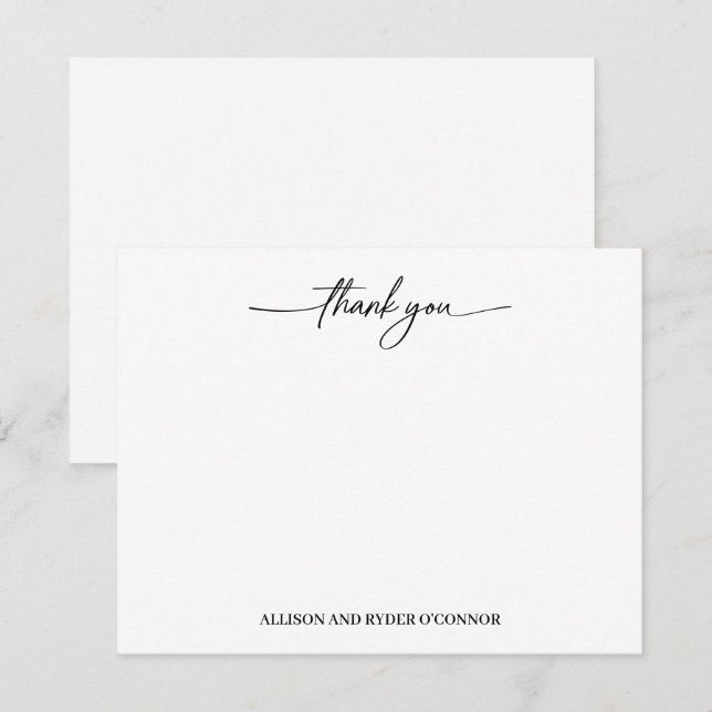 Elegant Thank You Modern Script Couple Card (Front/Back)