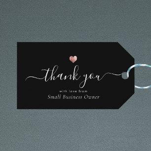 Elegant Thank You Modern Script Rose Gold Business Gift Tags