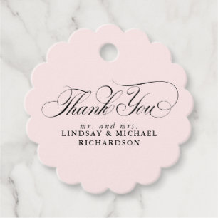 Elegant Thank You Pink Wedding Favour Tags