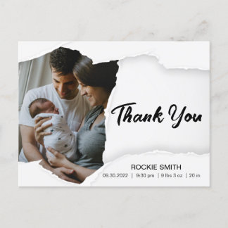 Elegant Thank You Script Baby Birth Announcement