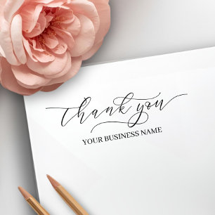 Elegant Thank You Script Custom Business Name   Self-inking Stamp