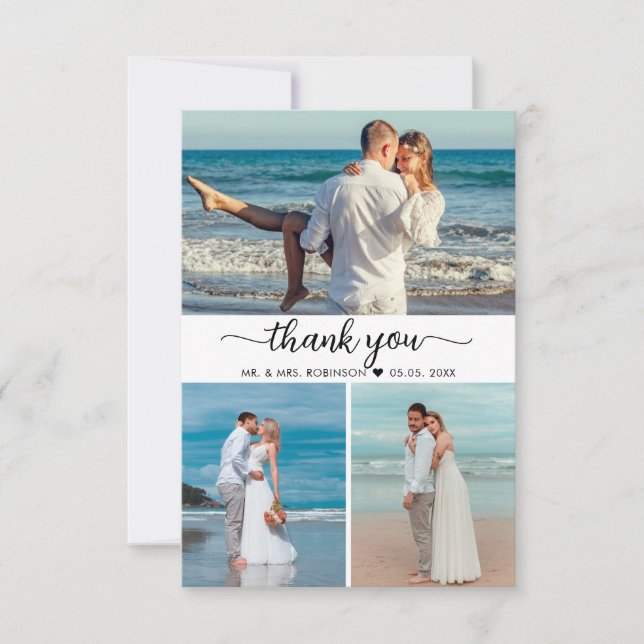 Elegant Thank You Script Photo Collage Wedding  (Front)
