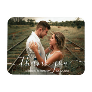 elegant thank you simple script wedding photo magnet