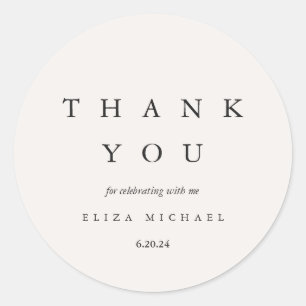 Elegant Thank You Taupe Bridal Shower Classic Round Sticker