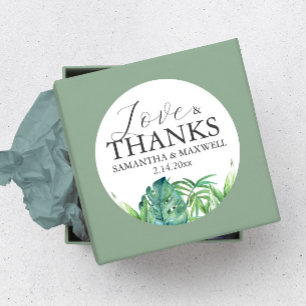 Elegant Thank You Tropical Wedding Stickers