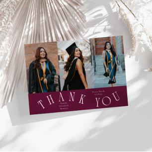 Elegant Thank You Typography Grad Photo Cranberry Announcement