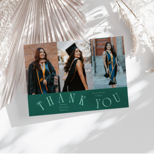 Elegant Thank You Typography Grad Photo Green Announcement