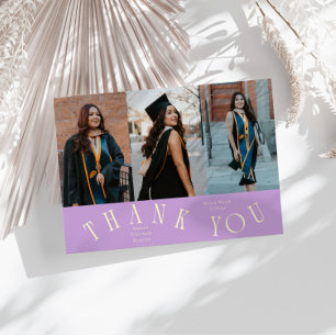 Elegant Thank You Typography Grad Photo Wisteria Announcement