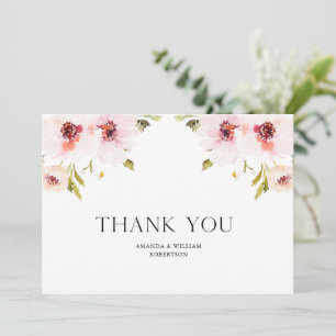 Elegant Thank You Wedding Card with Floral Design