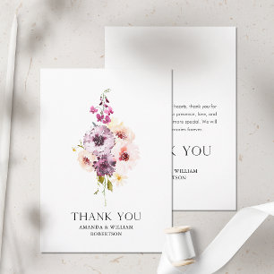 Elegant Thank You Wedding Card with Floral Design