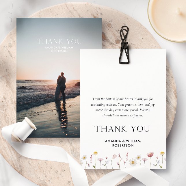 Elegant Thank You Wedding Card with Floral Design (Creator Uploaded)