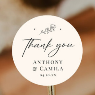 Elegant Thank You Wedding  Classic Round Sticker