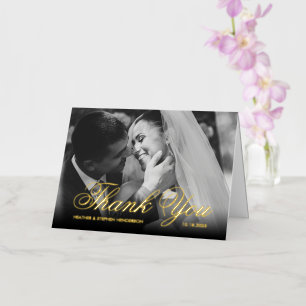 Elegant Thank You Wedding Photo Foil Greeting Card