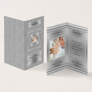 Elegant Thank You Wedding Photo Silver Gray