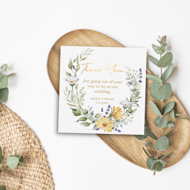 elegant thank you wildflowers stylish trendy gold card (Creator Uploaded)