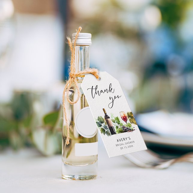 Elegant Thank You Wine Bridal Shower  Gift Tags (Creator Uploaded)