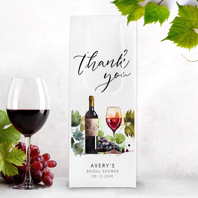 Elegant Thank You Wine Themed Bridal Shower Wine Gift Bag (Creator Uploaded)