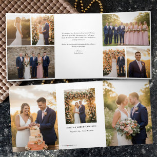 Elegant Thank You with 9 Wedding Photos Tri-Fold Card