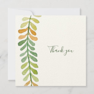 Elegant "Thank you" with green Leaf Wreath Custom Card