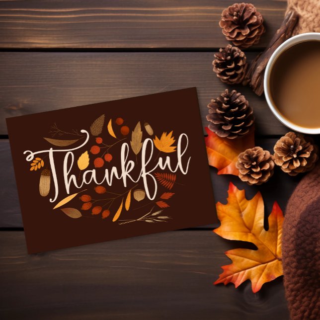 Elegant Thankful Fall & Thanksgiving Photo Card (Creator Uploaded)