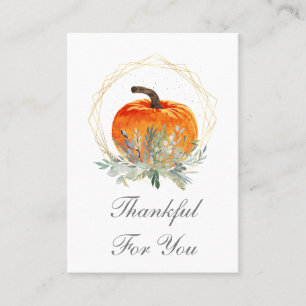 Elegant Thankful for You Pumpkin Thanksgiving Place Card