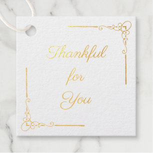 Elegant Thankful for You Thanksgiving Favour Tags