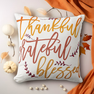 Elegant Thankful Grateful Blessed Thanksgiving  Cushion