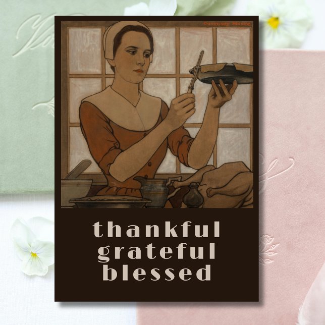 Elegant Thankful Grateful Blessed Thanksgiving  Holiday Card (Creator Uploaded)