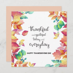 Elegant Thankful & Grateful with Colourful leaves Invitation