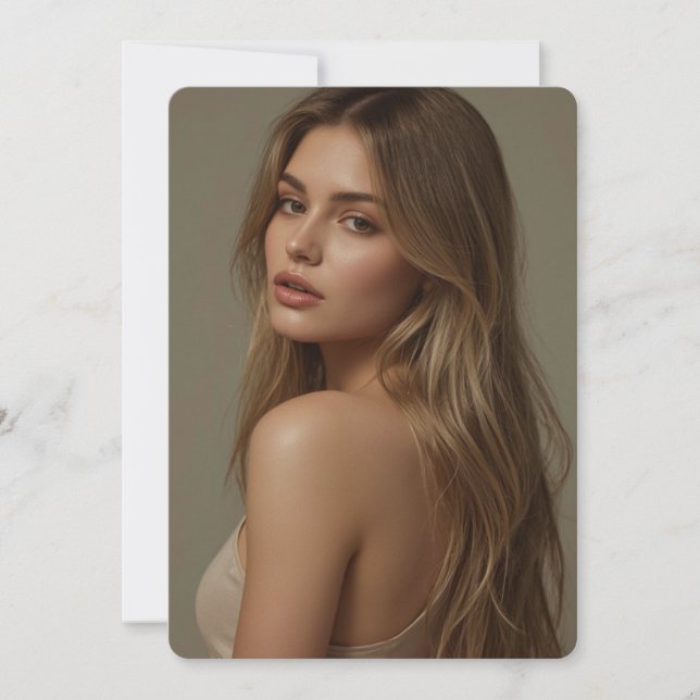 Elegant Thankful Holiday Card | Beautiful Girl  (Front)