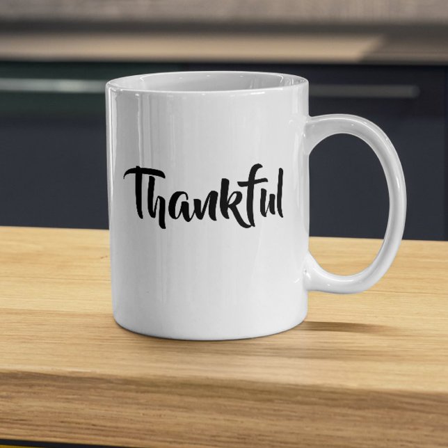 Elegant Thankful Script family Thanksgiving Gift Coffee Mug (Creator Uploaded)