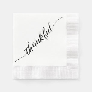 Elegant Thankful Thanksgiving Script Calligraphy Napkin