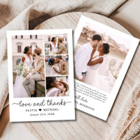 Elegant Thanks Script Five Photo Collage Wedding