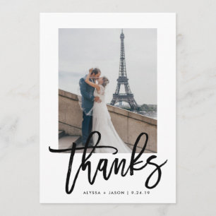 Elegant Thanks   Typography and Wedding Photo Thank You Card