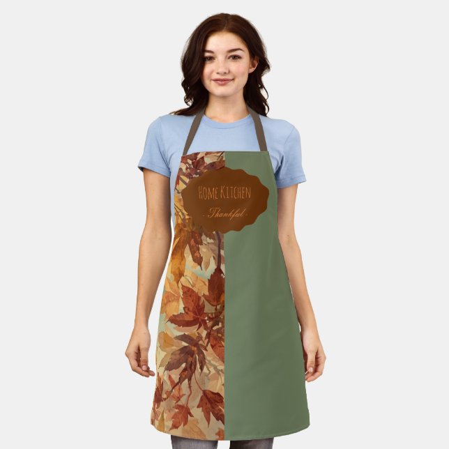 Elegant,Thanksgiving, Autumn Leaves,Rustic Apron (Worn)
